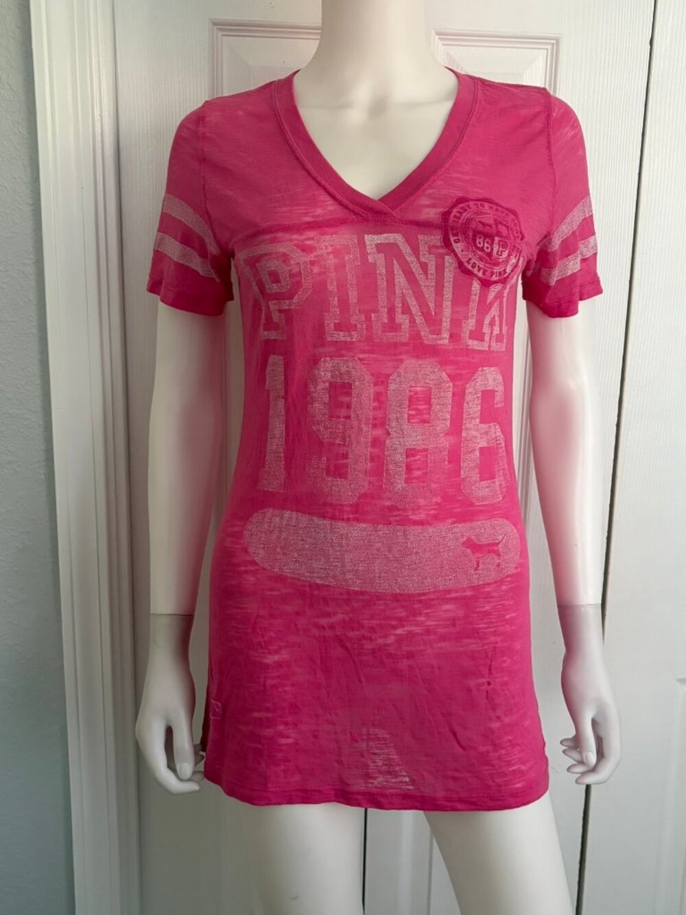Victoria's Secret Pink size medium sheer short sleeve v neck shirt